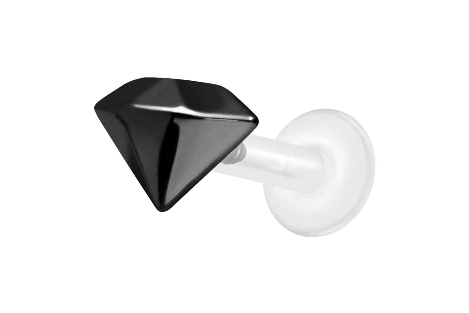 PTFE Labret Piercing mit Innengewinde + Titan-Aufsatz DIAMANT